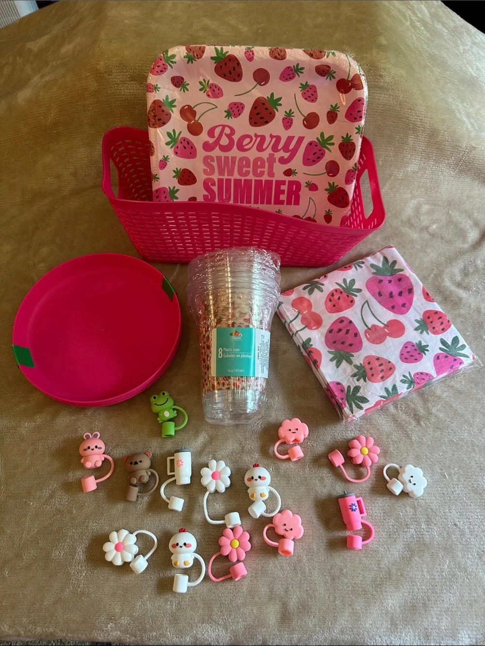 Berry Sweet Summer Picnic Set - Pink Strawberry Party Tableware